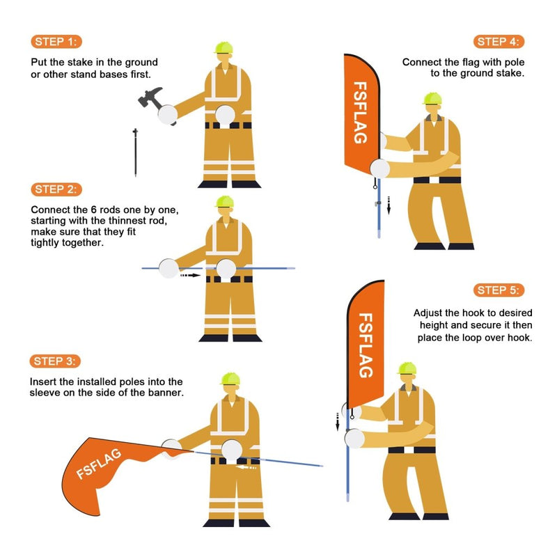 8ft Auto Alarms Feather Flag Pole Kit