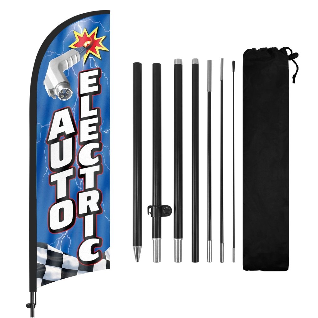 8ft Auto Electric Feather Flag Pole Kit