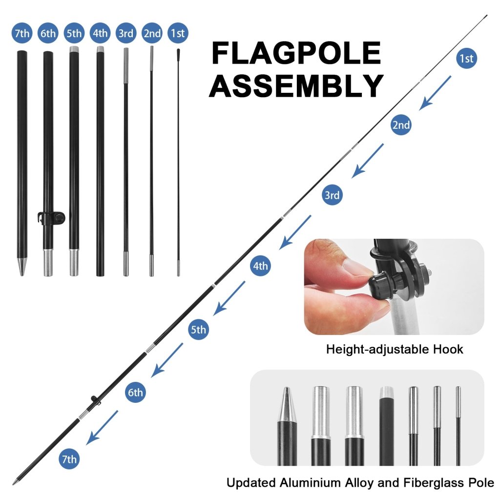 8ft Auto Electric Feather Flag Pole Kit