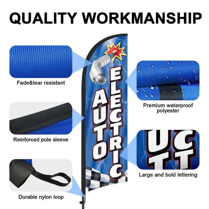 8ft Auto Electric Feather Flag Pole Kit