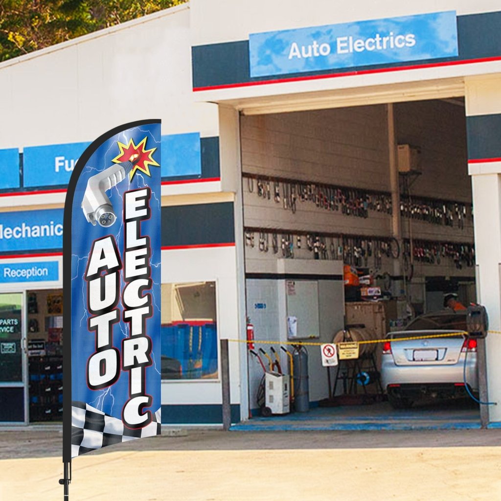 8ft Auto Electric Feather Flag Pole Kit