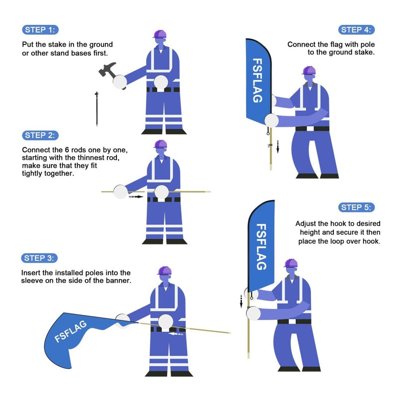 8ft Auto Electric Feather Flag Pole Kit