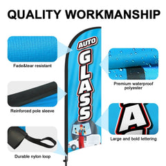 8Ft Auto Glass Feather Flag with Pole & Stake