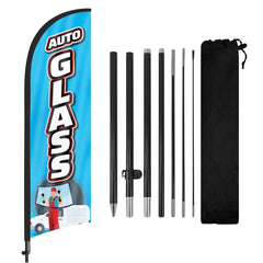 8Ft Auto Glass Feather Flag with Pole & Stake