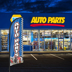 8Ft Auto Parts Blue Feather Flag with Pole & Stake