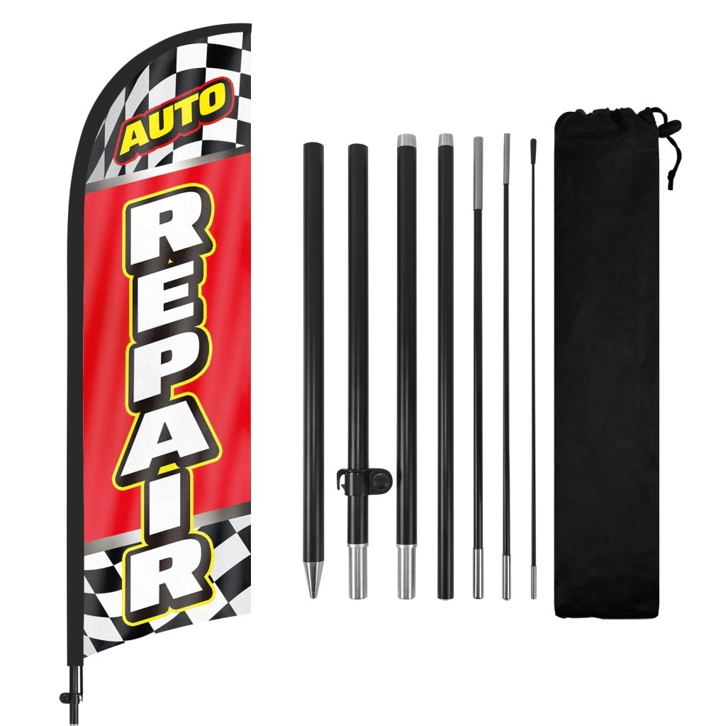 8ft Auto Repair Feather Flag Pole Kit