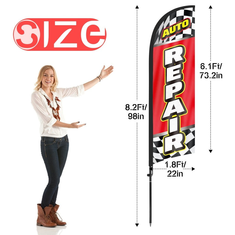 8ft Auto Repair Feather Flag Pole Kit