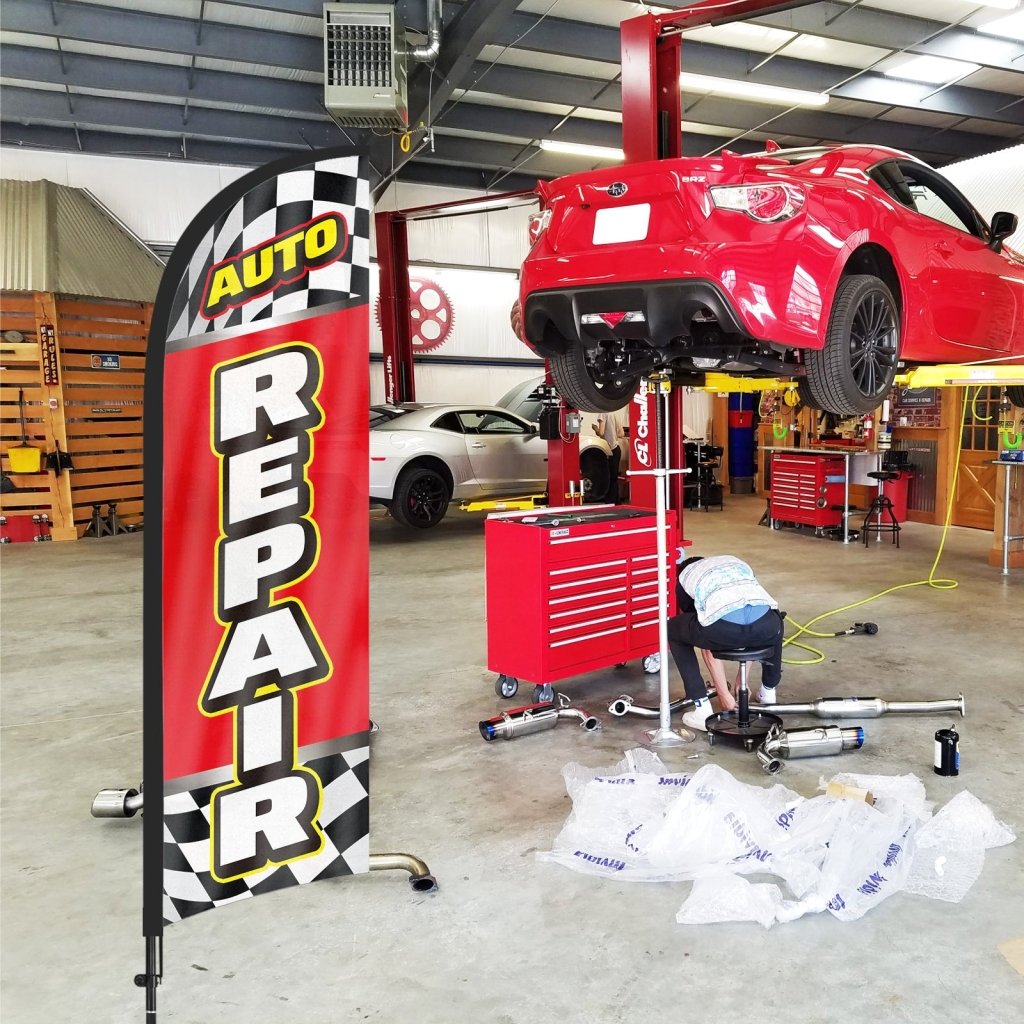 8ft Auto Repair Feather Flag Pole Kit