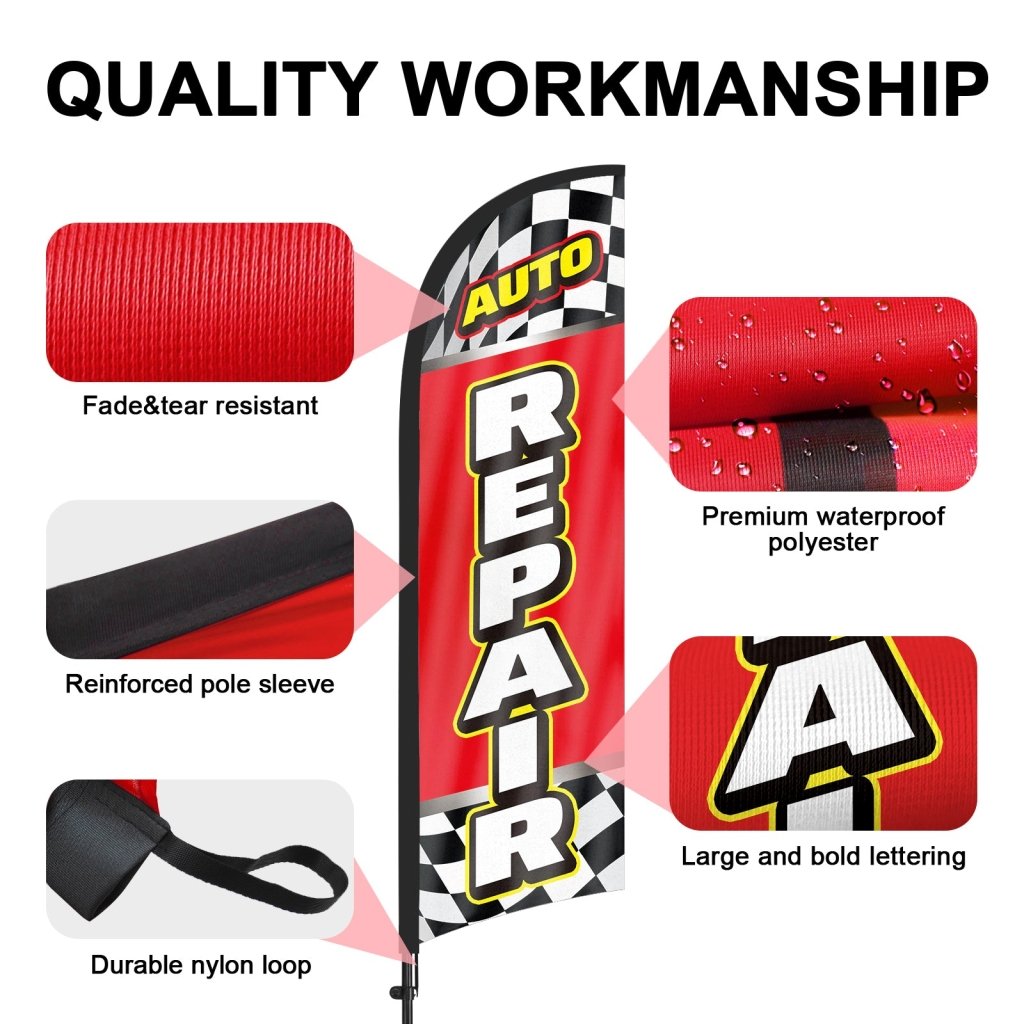 8ft Auto Repair Feather Flag Pole Kit