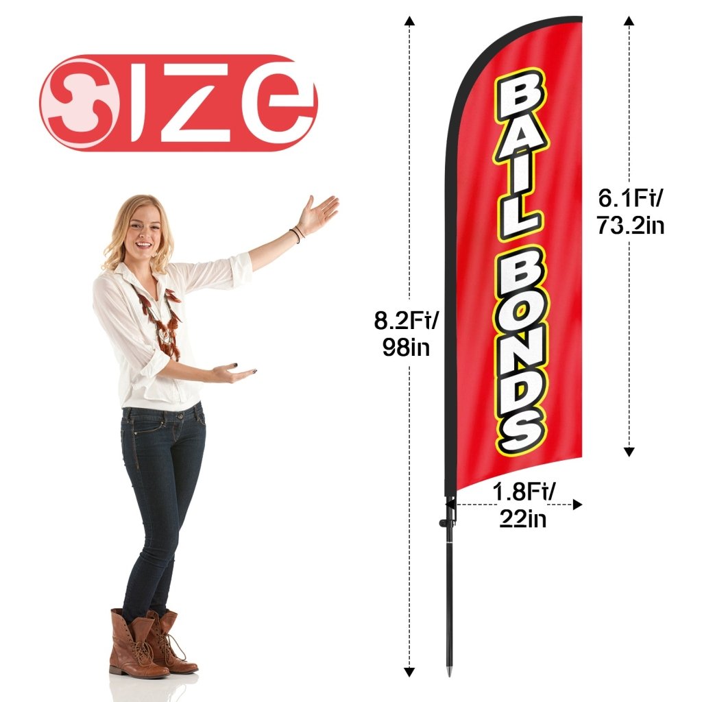 8FT Bail Bonds Feather Flag Pole Kit