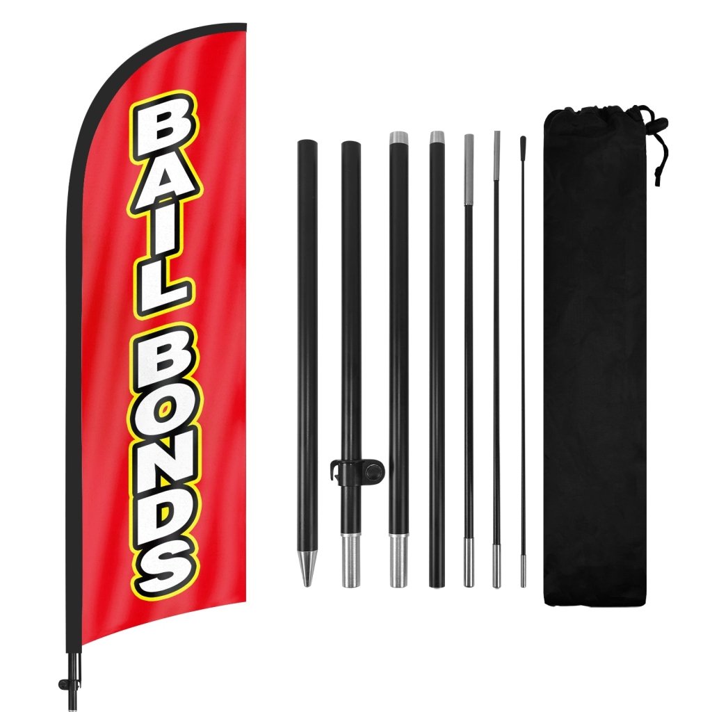 8FT Bail Bonds Feather Flag Pole Kit
