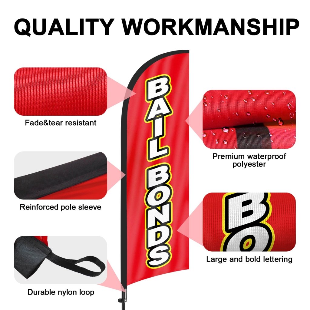 8FT Bail Bonds Feather Flag Pole Kit