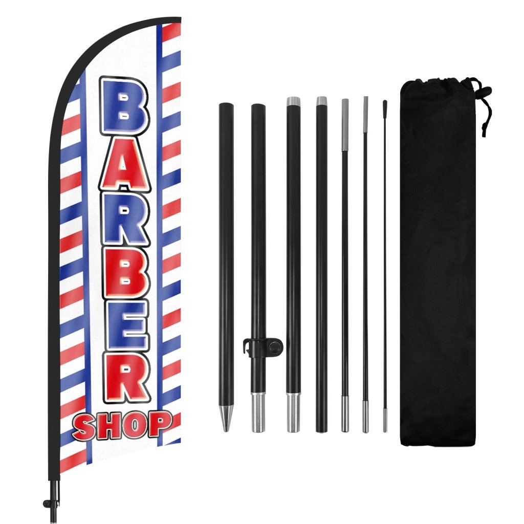 8Ft Barber Shop 03 Feather Flag Kit for Barbershop Business