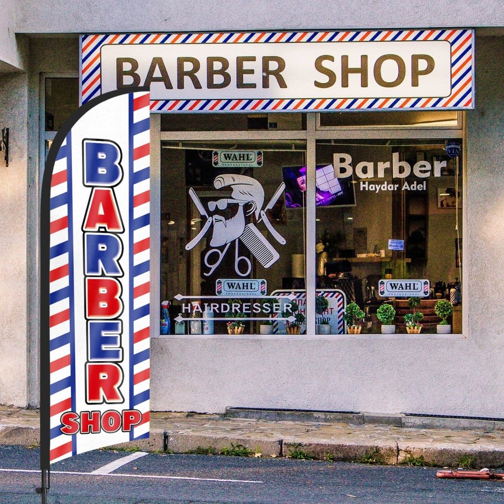 8Ft Barber Shop 03 Feather Flag Kit for Barbershop Business