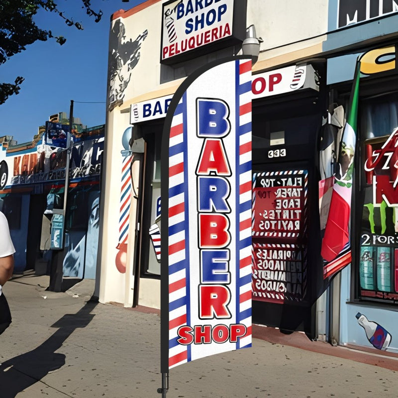 8Ft Barber Shop 03 Feather Flag Kit for Barbershop Business