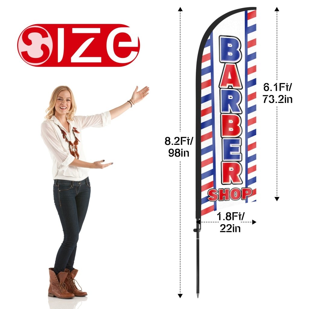 8Ft Barber Shop 03 Feather Flag Kit for Barbershop Business