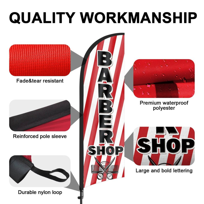 8Ft Barber Shop 04 Feather Flag Kit for Barbershop Business