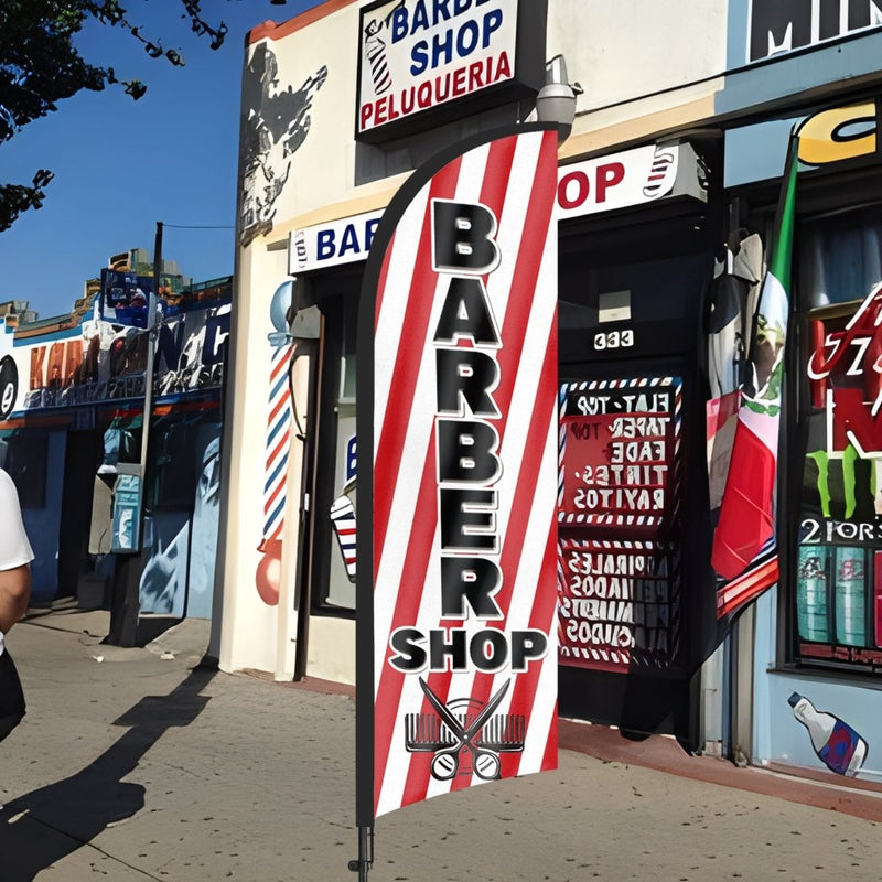 8Ft Barber Shop 04 Feather Flag Kit for Barbershop Business
