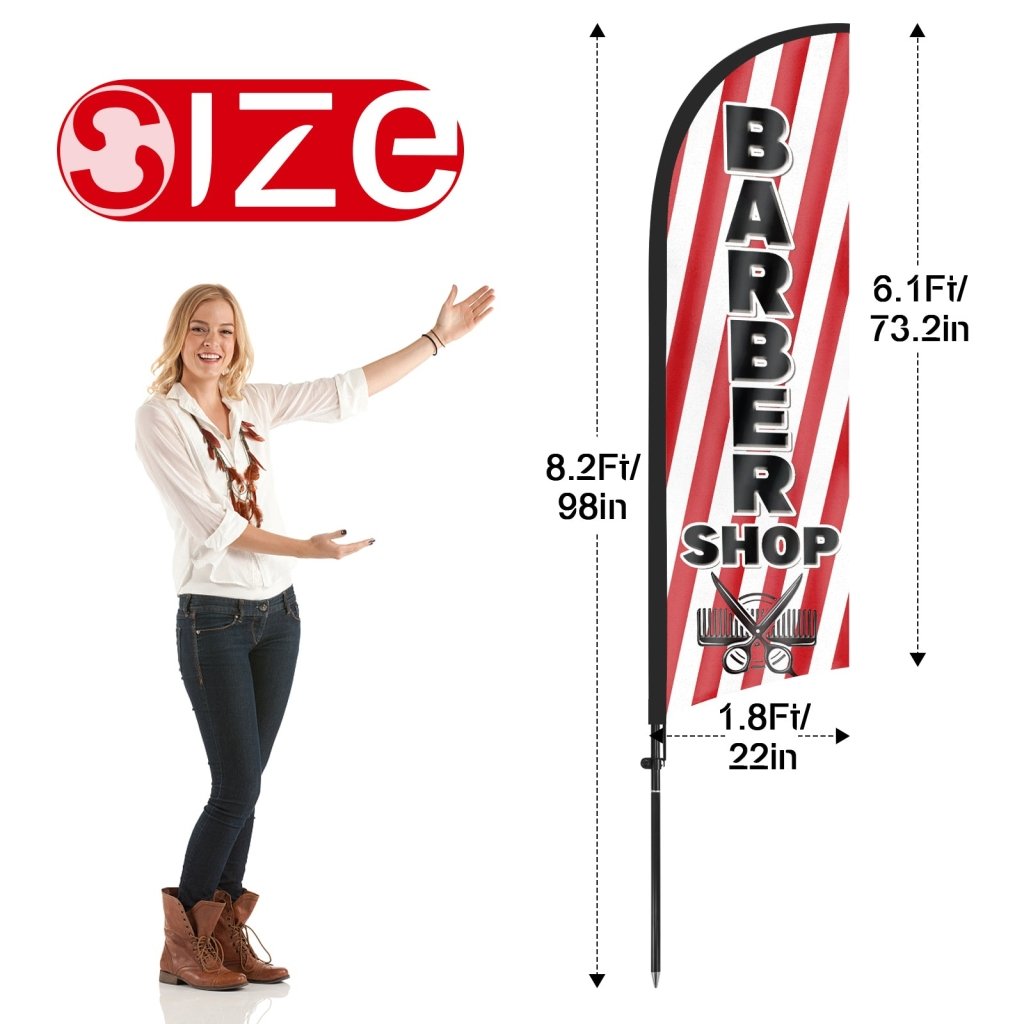 8Ft Barber Shop 04 Feather Flag Kit for Barbershop Business