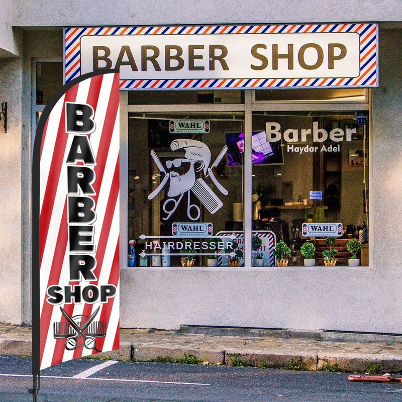 8Ft Barber Shop 04 Feather Flag Kit for Barbershop Business