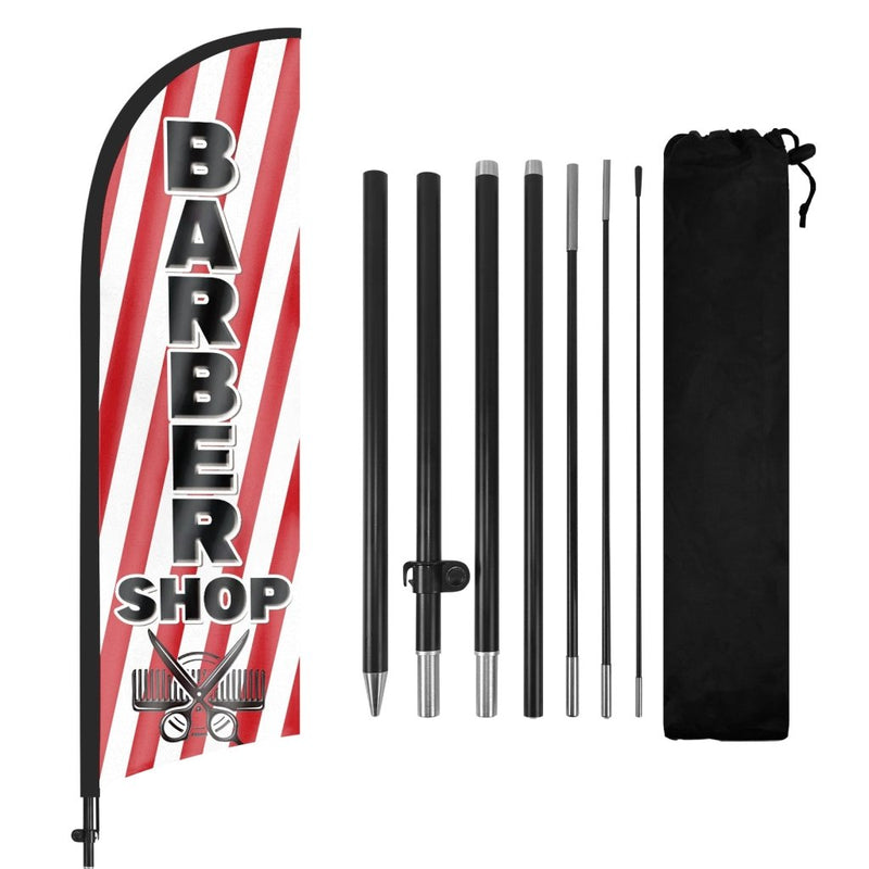8Ft Barber Shop 04 Feather Flag Kit for Barbershop Business