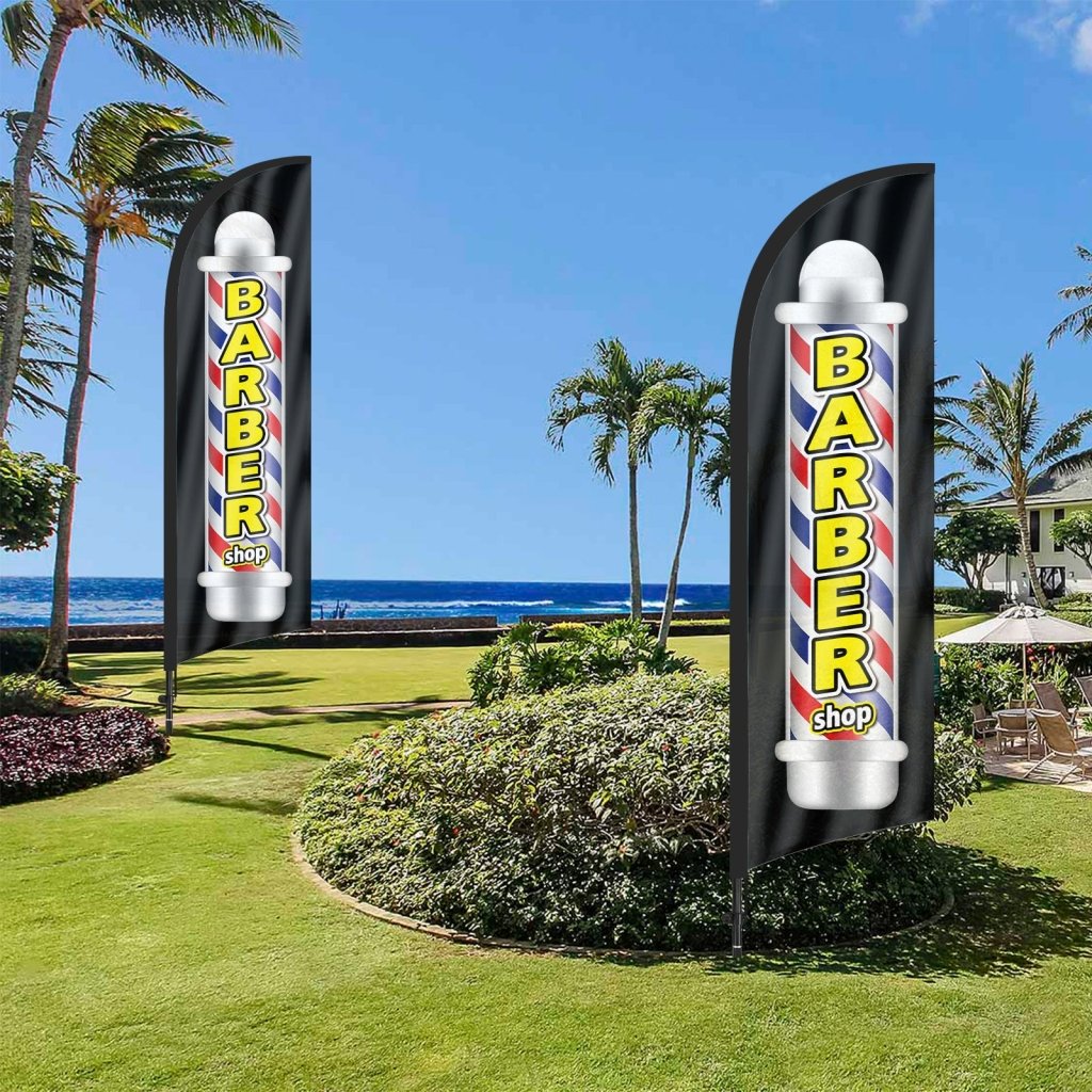 8Ft Barber Shop Feather Flag Kit for Barbershop Business