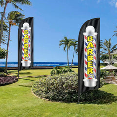 8Ft Barber Shop Feather Flag Kit for Barbershop Business