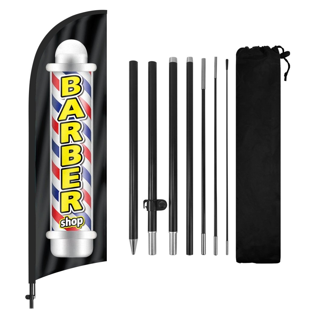 8Ft Barber Shop Feather Flag Kit for Barbershop Business