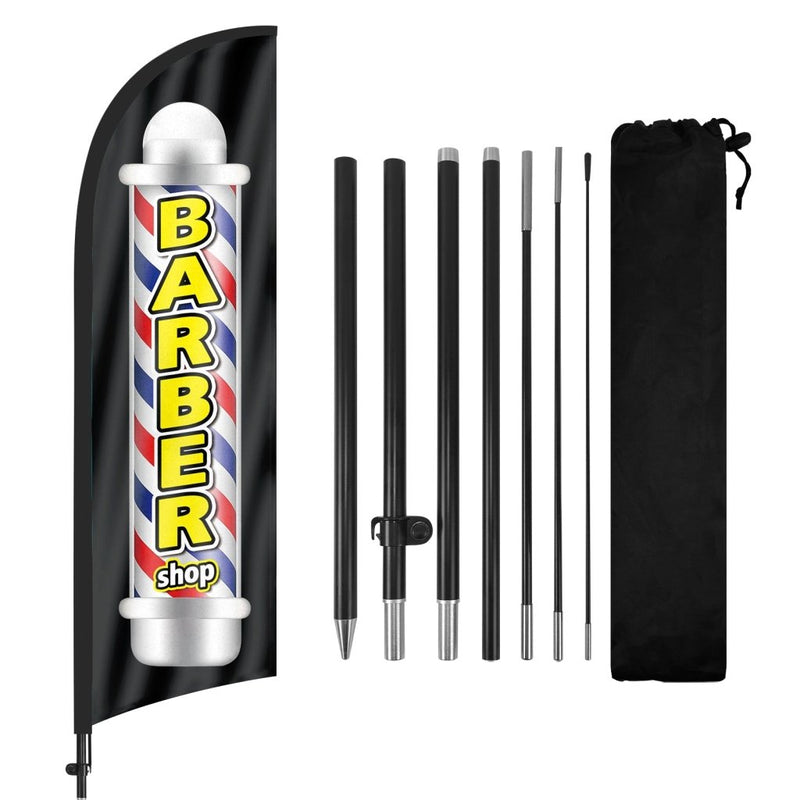 8Ft Barber Shop Feather Flag Kit for Barbershop Business