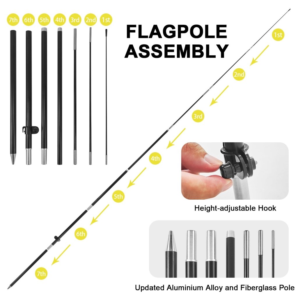 8ft Batteries Feather Flag with Pole & Stake
