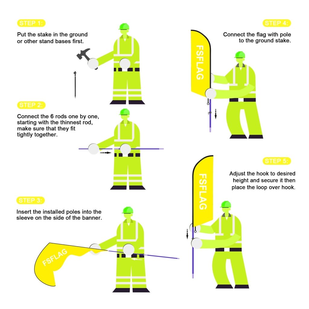 8ft Batteries Feather Flag with Pole & Stake
