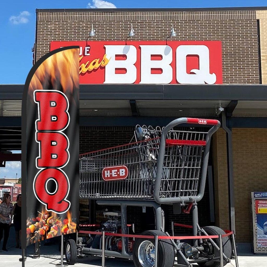 8ft BBQ 01 Feather Flag with Pole and Stake
