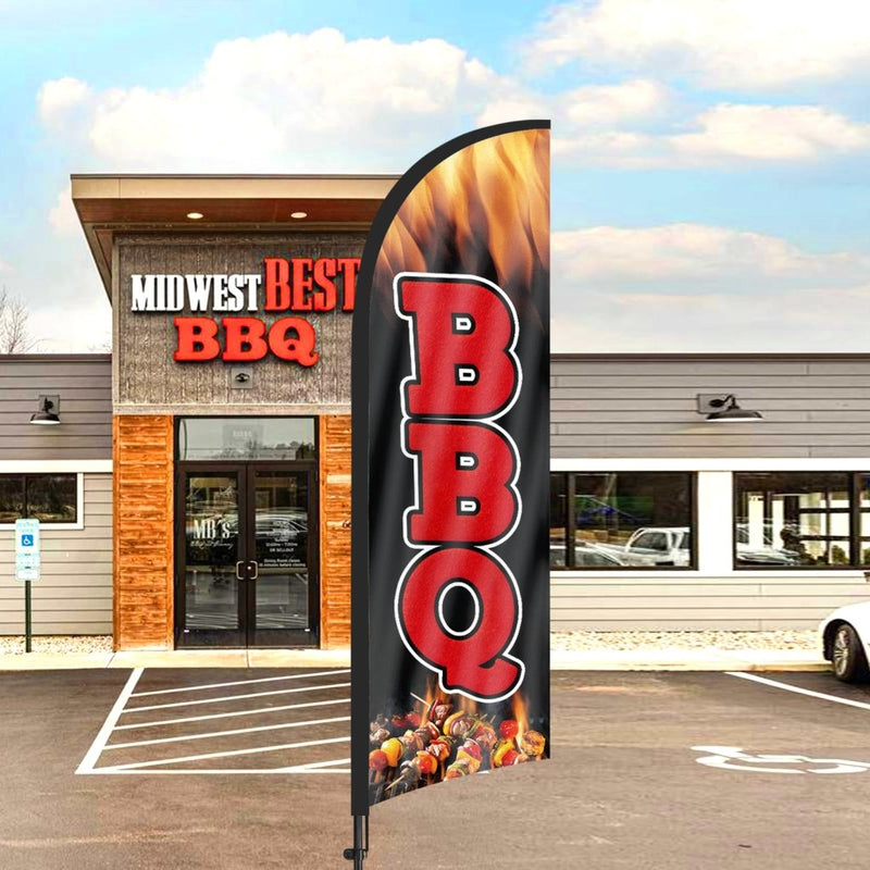 8ft BBQ 01 Feather Flag with Pole and Stake