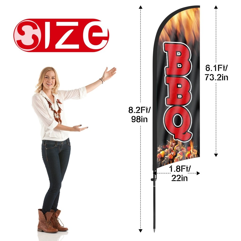 8ft BBQ 01 Feather Flag with Pole and Stake