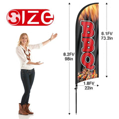 8ft BBQ 01 Feather Flag with Pole and Stake