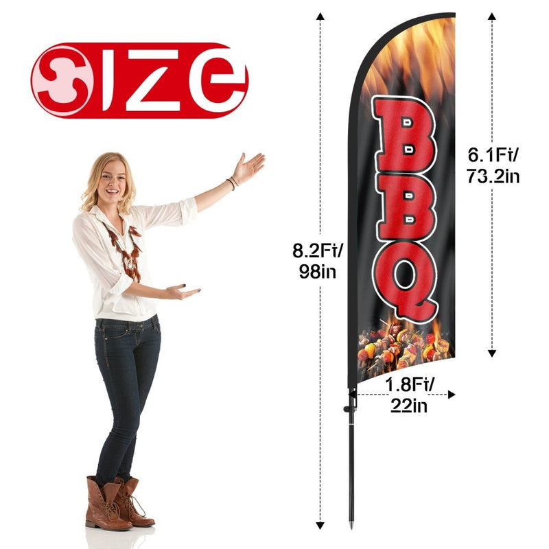 8ft BBQ 01 Feather Flag with Pole and Stake