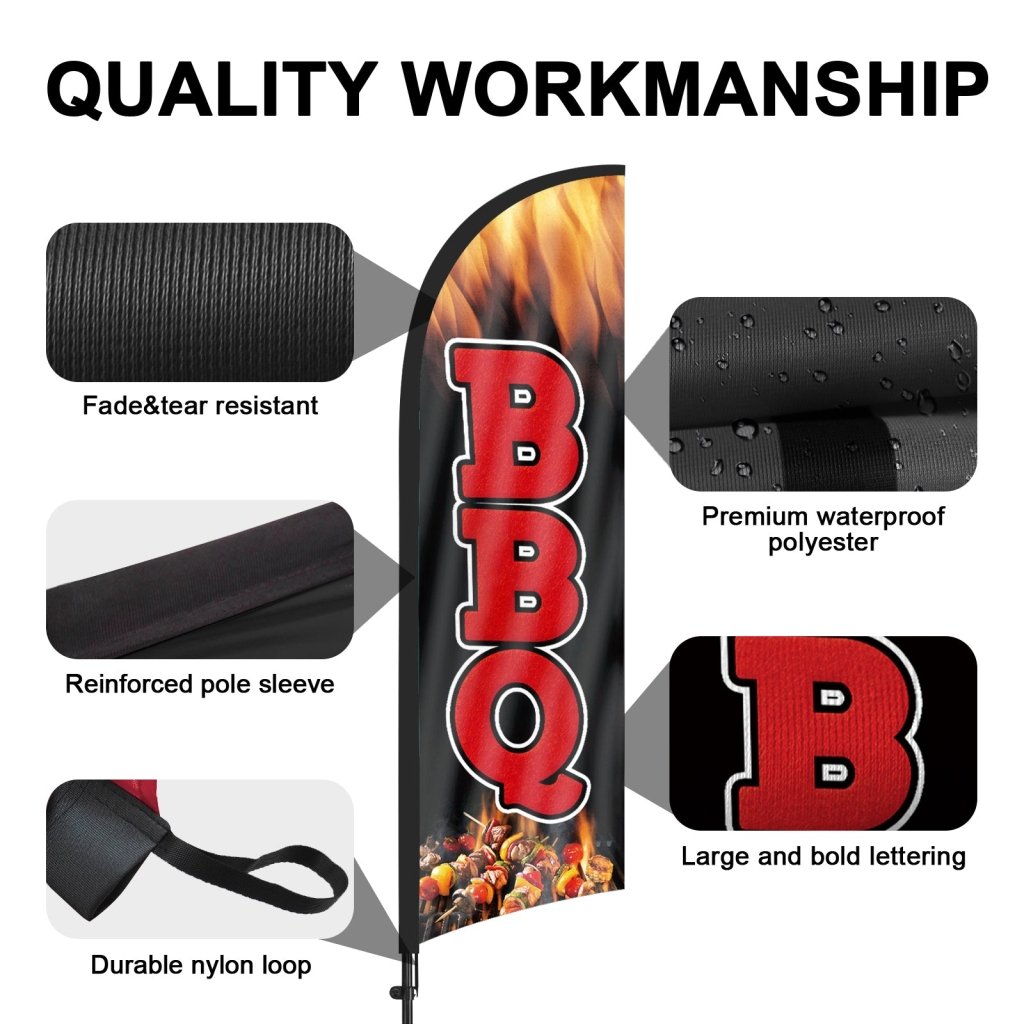 8ft BBQ 01 Feather Flag with Pole and Stake