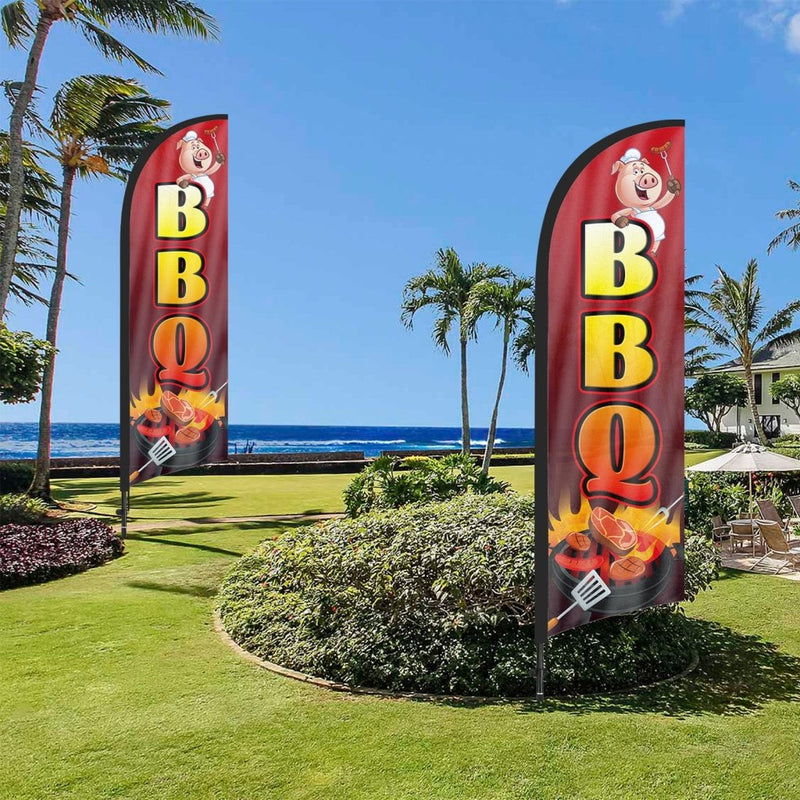 8ft BBQ Feather Flag with Pole and Stake