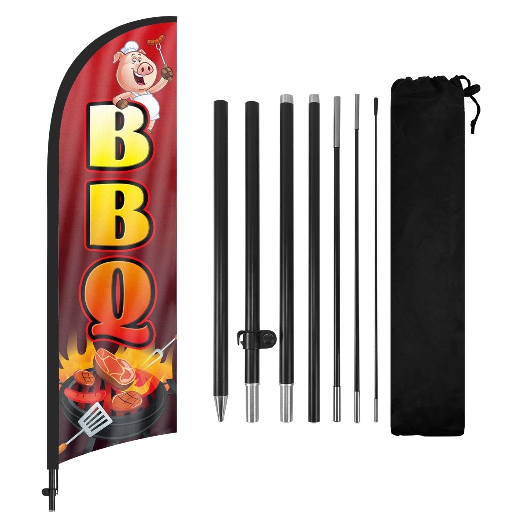 8ft BBQ Feather Flag with Pole and Stake
