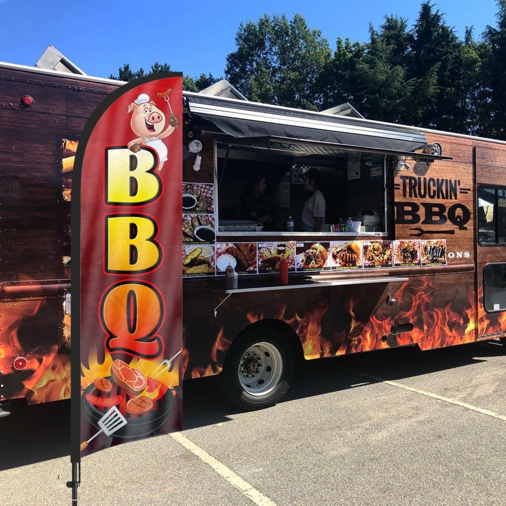 8ft BBQ Feather Flag with Pole and Stake