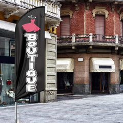 8ft Black Boutique Feather Flag: Advertising Banner for Boutique Business（Flagpole Not Included） - FSFlag