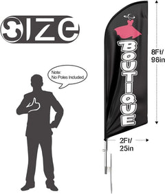8ft Black Boutique Feather Flag: Advertising Banner for Boutique Business（Flagpole Not Included） - FSFlag