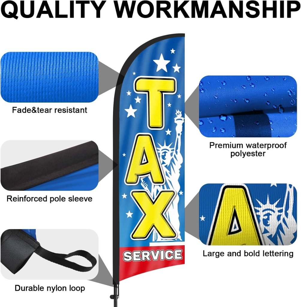 8FT Blue Tax Service Feather Flag Pole Kit