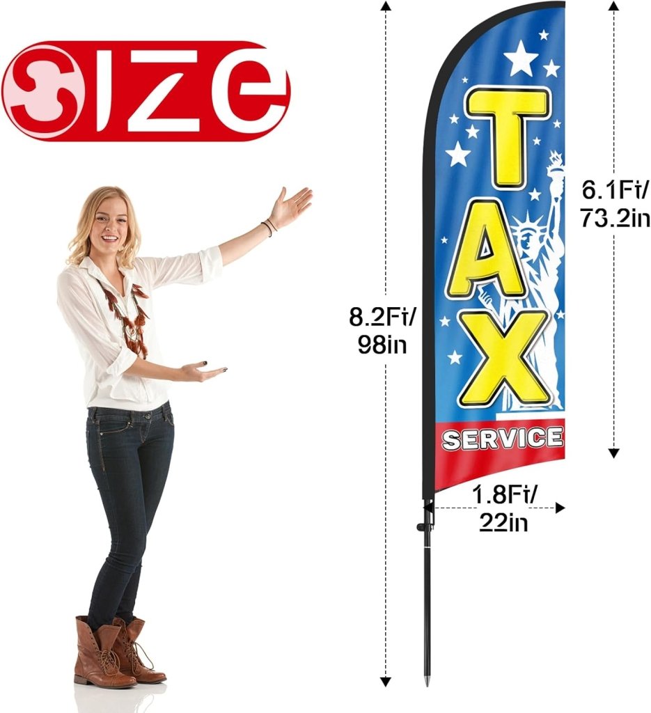 8FT Blue Tax Service Feather Flag Pole Kit