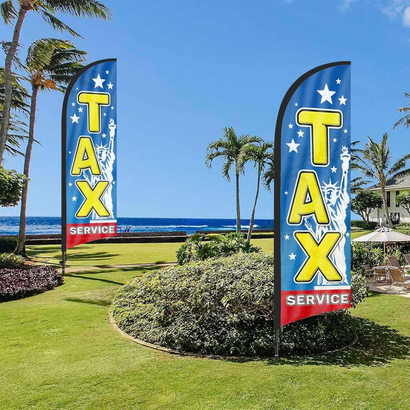 8FT Blue Tax Service Feather Flag Pole Kit