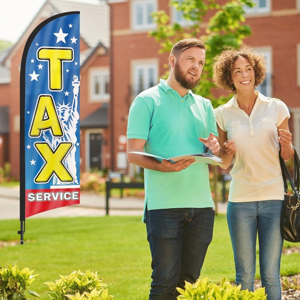 8FT Blue Tax Service Feather Flag Pole Kit