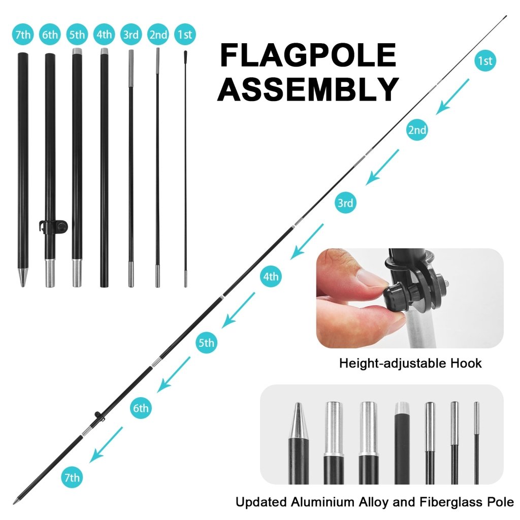 8ft Boutique Feather Flag Pole Kit for Antique Business