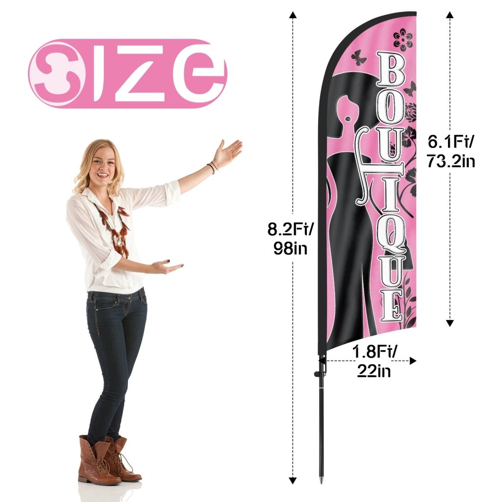 8ft Boutique Pink Feather Flag Pole Kit for Antique Business