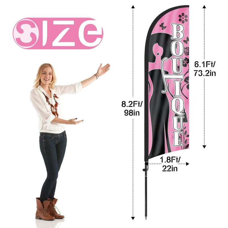 8ft Boutique Pink Feather Flag Pole Kit for Antique Business