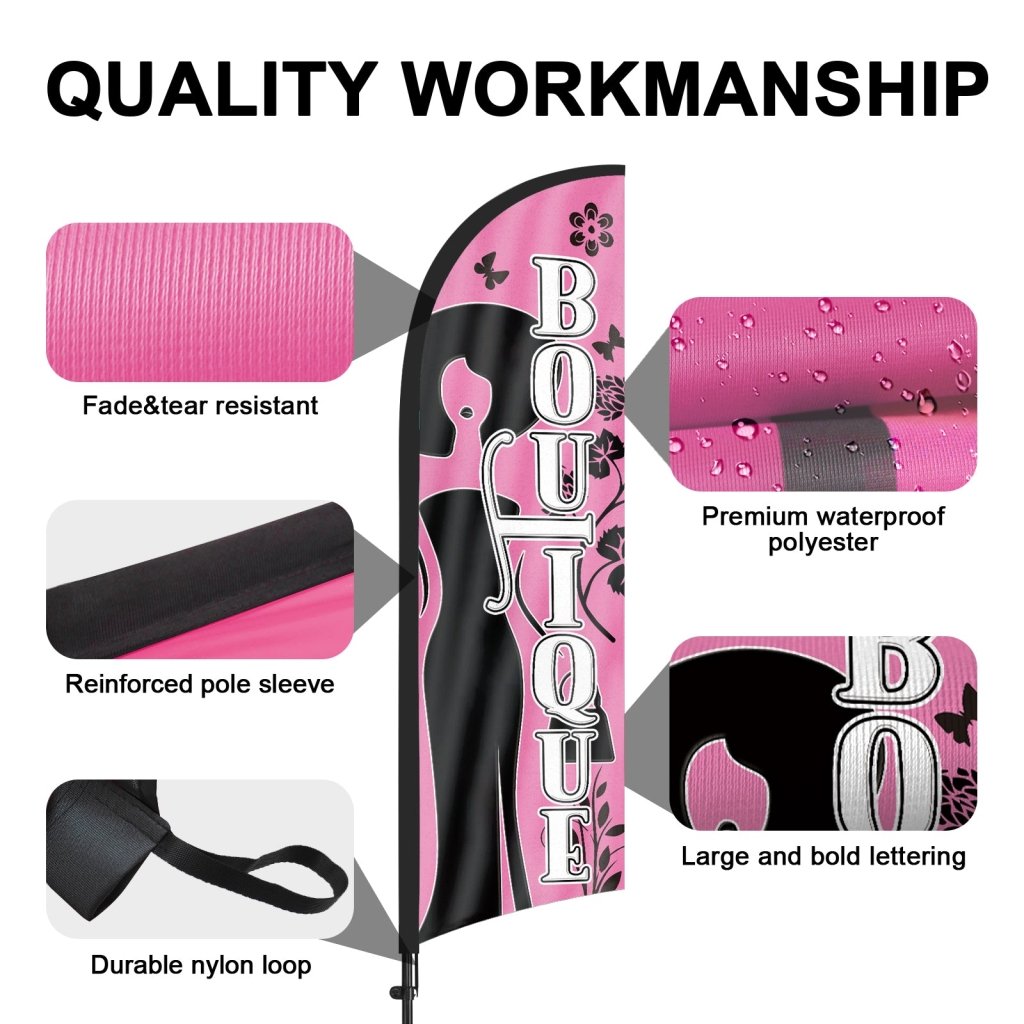 8ft Boutique Pink Feather Flag Pole Kit for Antique Business